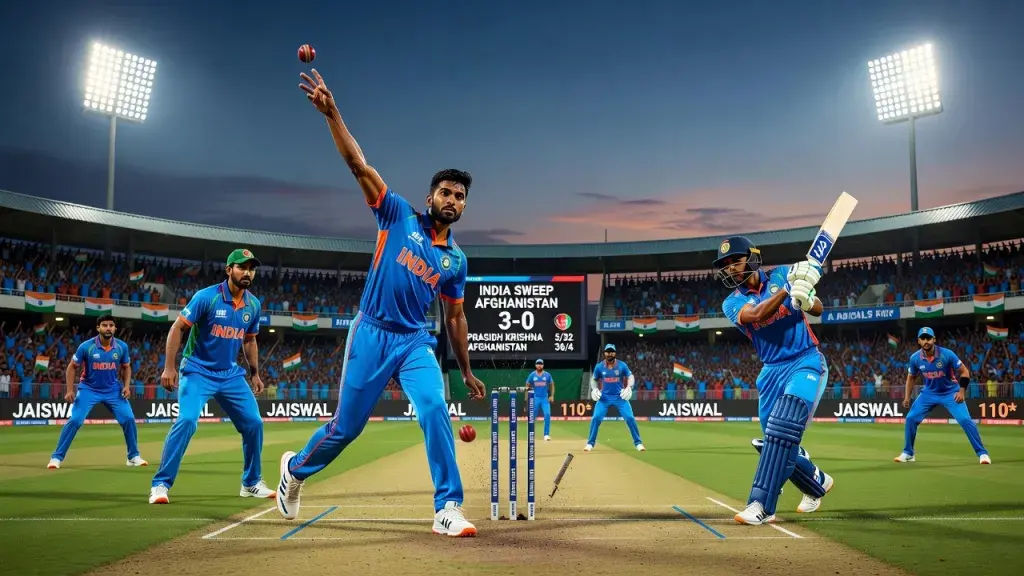 India Sweep Afghanistan 3-0 as Prasidh Krishna and Jaiswal Star at Chepauk