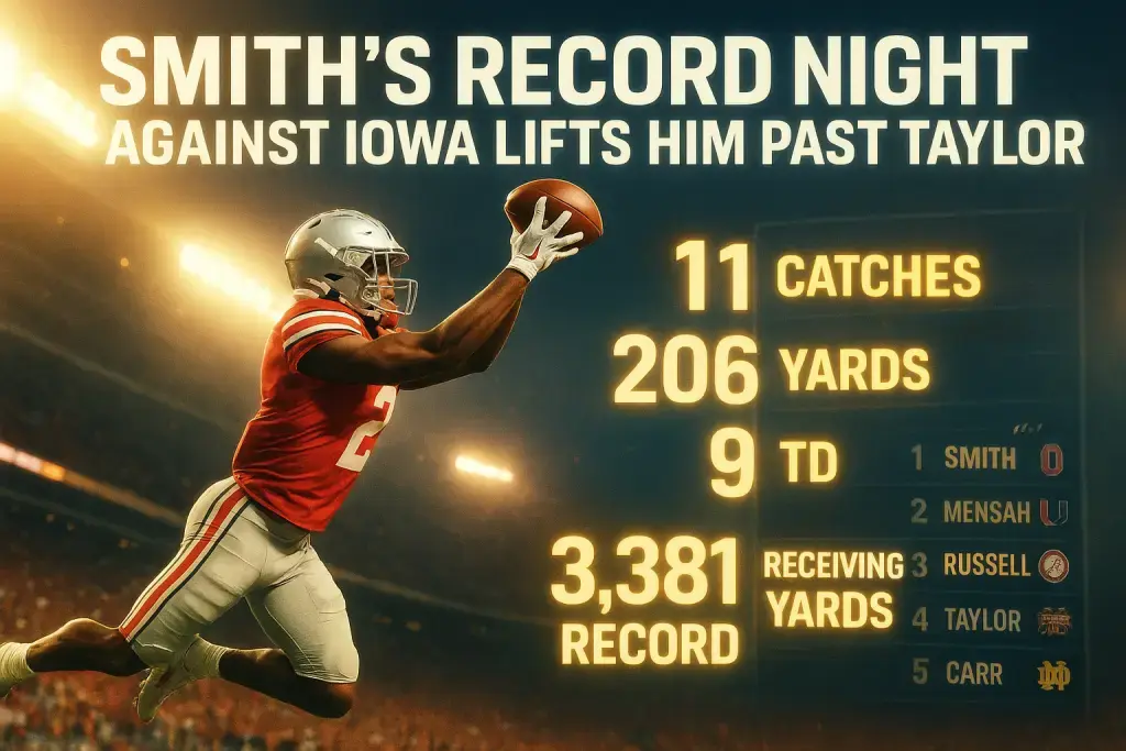Smith's Record Night Against Iowa Lifts Him Past Taylor